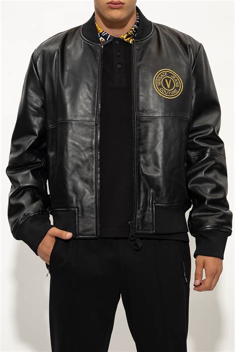 versace style bomber jacket polyester|Versace bomber jacket leather.